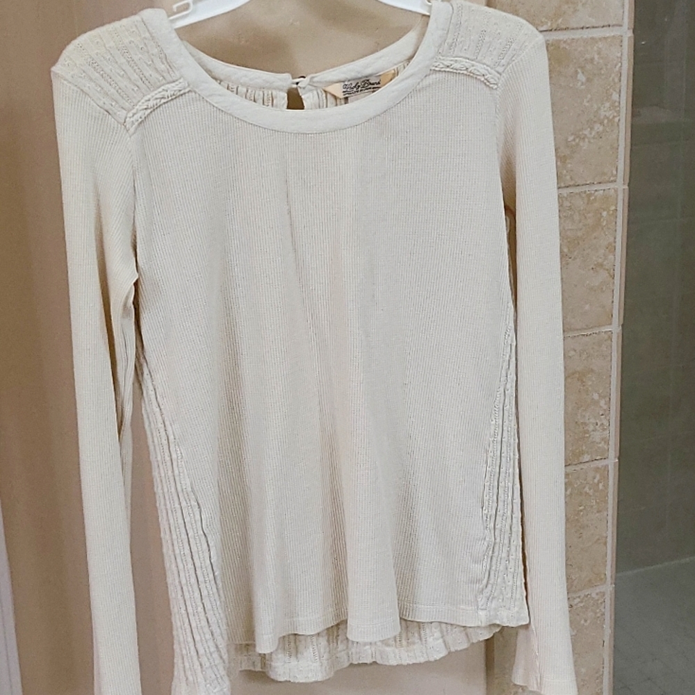 Cream textured scoop blouse
